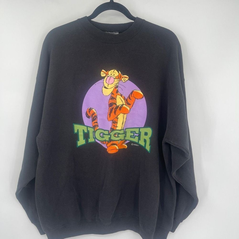Vintage Hanes Heavyweight Tigger Disney Sweatshirt Crewneck Size XL Black